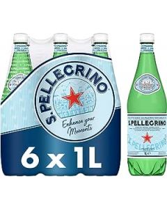 San Pellegrino Natural Sparkling Water in a pack of 6x1L plastic bottles