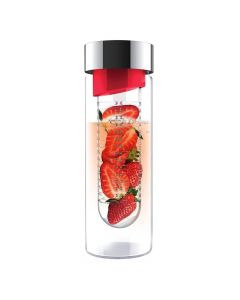Asobu Flavor It Glass Water Bottle With Fruit Infuser 600 ml-Red
