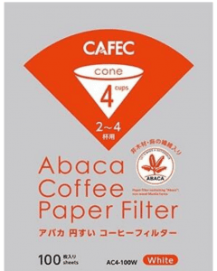 Cafec Abaca Cone Shaped Paper Filter (Cup 4) White 