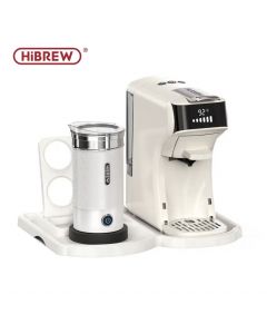 HiBREW 6-in-1 Coffee Machine with Milk Frother + Free Tray/Capsule Holder (Beige) - Combo Offer