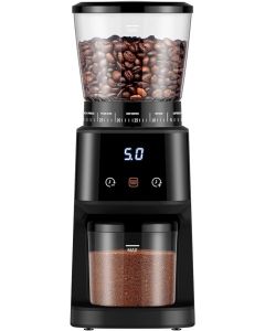 Dxmocos Conical Burr Coffee Grinder with Digital Timer Display, Electric Coffee Bean Grinder with 31 Precise Settings for Espresso/Drip/Pour Over/Cold Brew/French Press, Matte Black