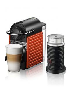 Nespresso Pixie C61 Electric Coffee Machine, Red & Aerocino Frother, Black - Bundle